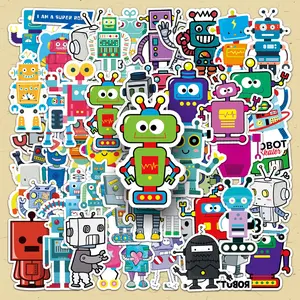 Cartoon Robot Pattern Sticker, 51pcs/set Cute Robot Decorative Sticker, DIY Decals for Water Bottle, Laptop, Phone Case, Scrapbooking, Journal Making