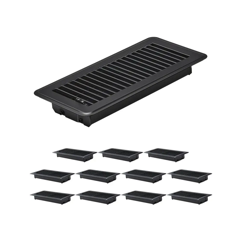 【summerfinds】VEVOR Floor Registers, Two Version, 4 x 10 Inch 6/12-Pack Iron Floor Vents for HVAC Vent Grilles Black