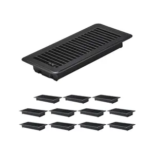 VEVOR Floor Registers, Two Version, 4 x 10 Inch 6/12-Pack Iron Floor Vents for HVAC Vent Grilles Black