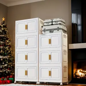 New Home Snack Toy Storage Box, Multi-Layer Vertical Stripe Cabinet, Thick Foldable Box, Easy Installation, Bedroom Organizer