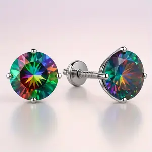 EJG 6mm Cubic Zirconia Stud Earrings 925 Sterling Silver Hypoallergenic Christmas Gifts for Women Secure Lock Backs Everyday Comfort Wear Nickel Free Sparkle Jewelry