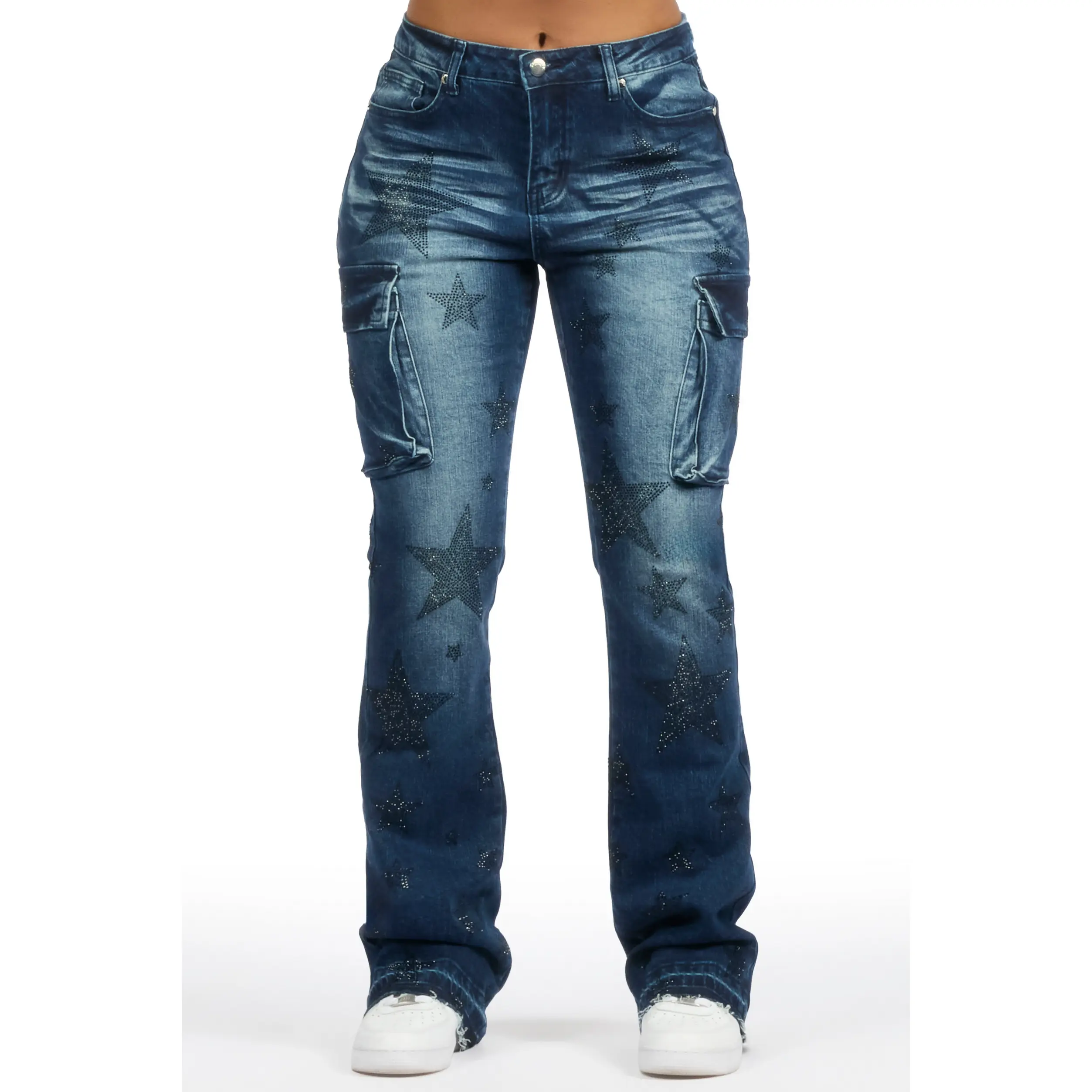 Kendrica Dark Wash Rhinestone Stacked Jean