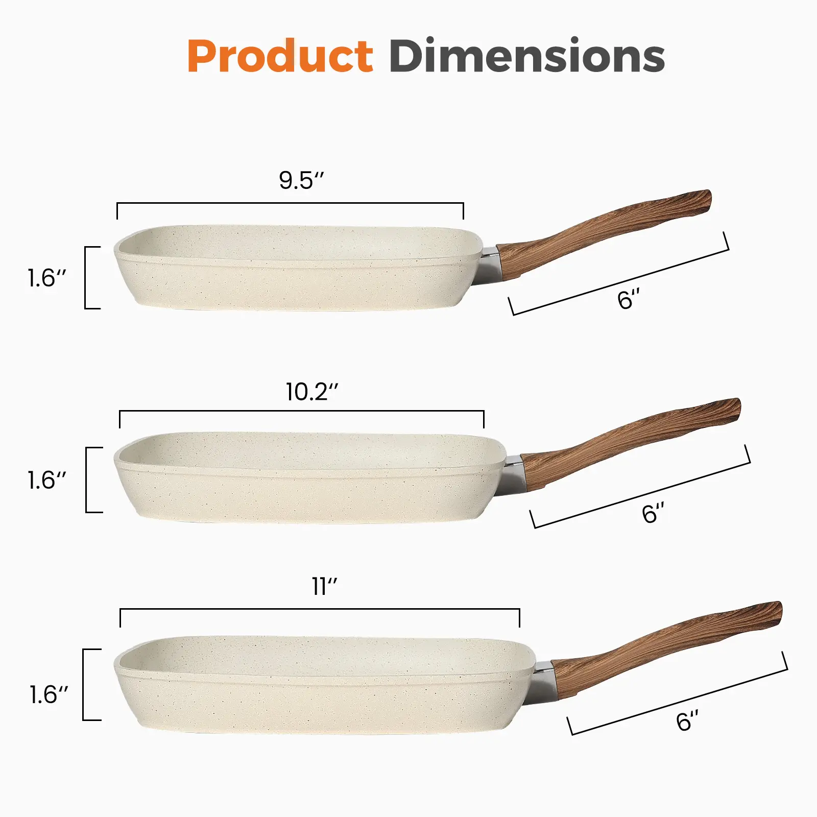 Beige-3Pcs Skillet Set