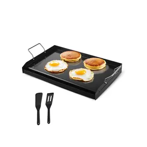 VEVOR Carbon Steel Griddle, 24x16 inch Universal Flat Top Rectangular Plate, Gas Grill Griddle for BBQ Grill, Teppanyaki, Portable Family Cookware with Handle, for Camping Tailgating Party