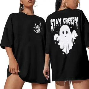 Halloween Oversize T-Shirt for Women Cute Spooky Graphic Shirt Spooky Season Ghost Tee Tops