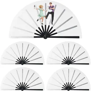 5 PCS Sublimation Fan Blanks White Polyester Sublimation Blank Hand Fan DIY Fans Heat Transfer Printing for Dancing, Wedding Preference, Home Decoration