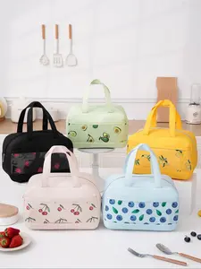 Fruit Pattern Lunch Bag, / Portable Large Capacity Insulated Lunch Bag, Lunch Cooler Bag, Zipper Lunch Box Bag for Women & Men, Lunch Container Bag for Home & Office & School, Durable Lunch Bags