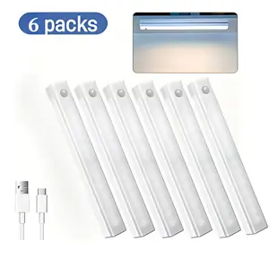6-piece set of magnetic LED under-cabinet lights, USB-rechargeable, with motion sensors and motion-activated lighting; ideal for kitchens, bedrooms, wardrobes, and sink areas; modern cabinet lights summerwins,summerwins