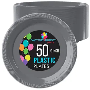 9 In. Silver Plastic Plates | 50 Count