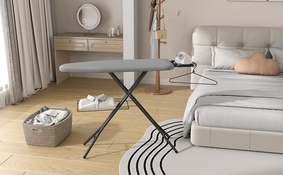 Yaheetech Ironing Board, Compact Iron Board with Cord Holder, Steam Iron Rest and Bottom Storage Tray, 9 Adjustable Heights & 3 Layer Cover, Folding Heavy Duty Ironing Board 52X14inch