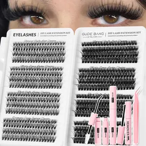 False Eyelash Extension Kit, Ultra-Dense Soft Single Cluster Lashes, Fluffy False Eyelashes, Reusable Natural Look Easy Application, D Curl Style