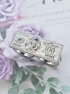 Fashion Punk Style $100 Bill Two Finger Ring, Square Shaped Ring, Statement Rings, Perfect for Daily Wear, Parties, Festivals, Gifts for Men, Father, Friends
