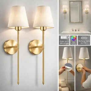 Wireless Battery-Powered Wall Lamps- Led Wall Light, Home Lighting, Stick-On or Screw Mount for Easy Installation, Rechargeable LED Bulbs, Remote Controlled, Adjustable Brightness, Dimmable Wall Lamp
