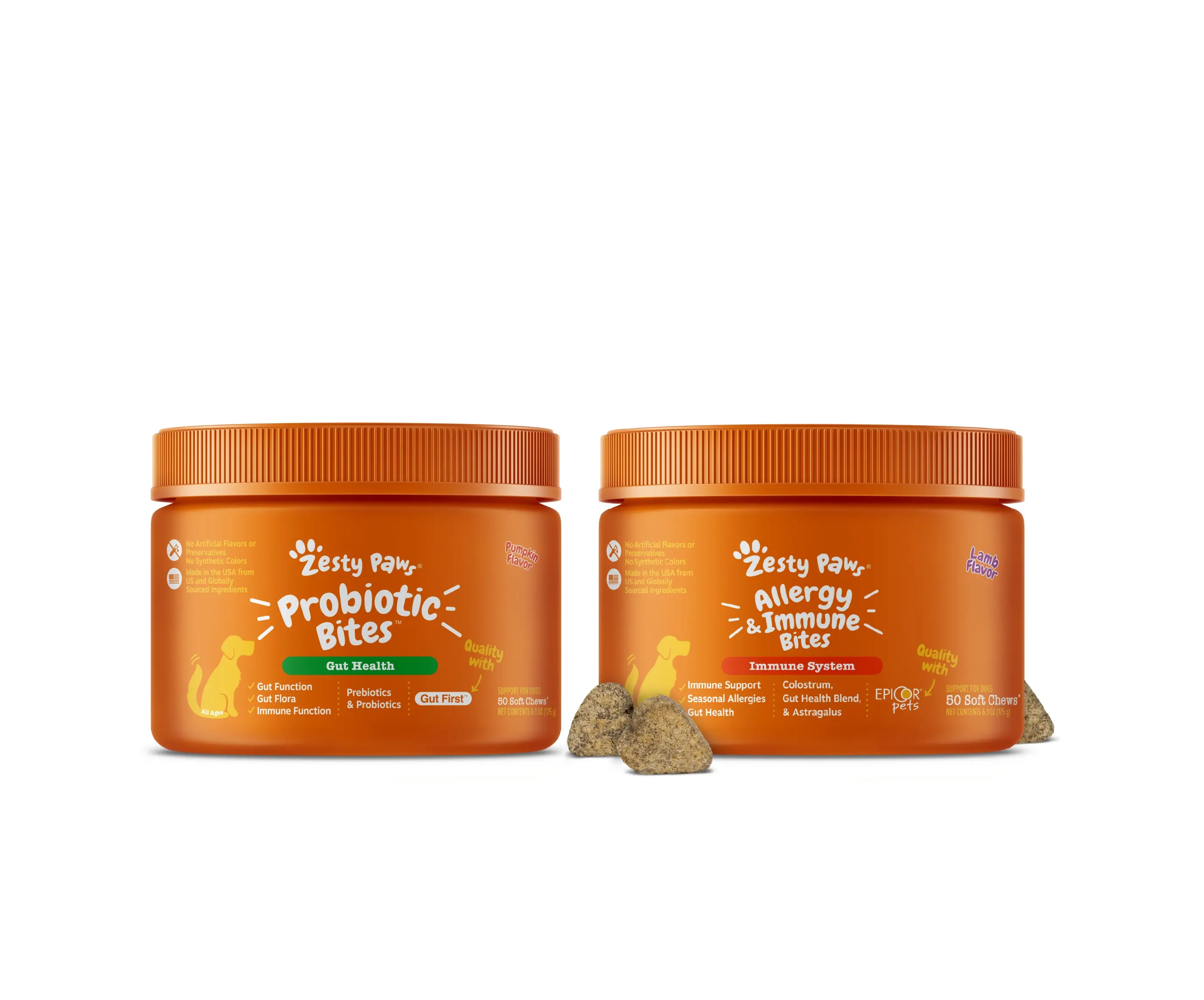 Digestive Boost & Immune Bundle (50ct Pumpkin Probiotic Bites + 50ct Lamb Allergy & Immune Bites)
