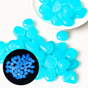 Blue Luminous Stone, -0.35x0.45 inches, Garden Decorative Stone, Outdoor Decoration, Pebbles for Plants/Pavilion/Backyard/Fish Tank/Pool 100 Pieces
