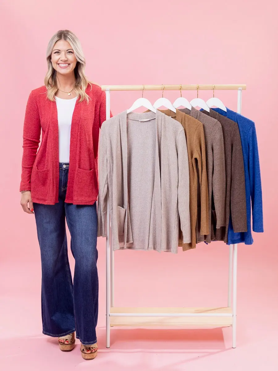 Zenana Ribbed Luxe Hacci Cardigan with Pockets | S-XL