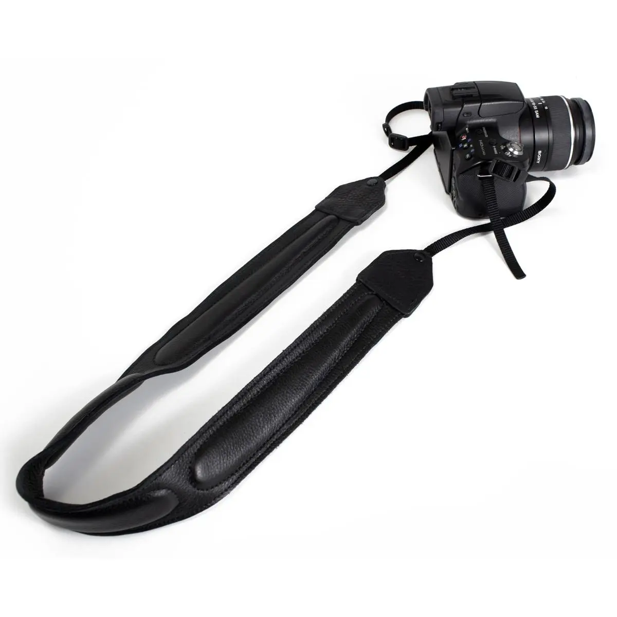 Perri's Leathers CSL-11 Adjustable Soft Leather Garment Camera Strap - Black, with Ergonomic Padded Stitching