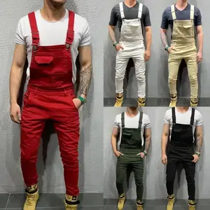 baggy sweatpants men  Men's Denim Dungaree Bib Overalls Jumpsuits Moto Biker Jeans Pants Trousers Plus Size Mens Casual Overalls