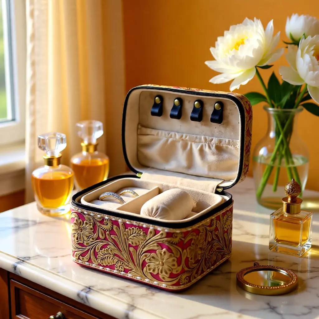 Keepsake Bloom Tooled Leather Jewelry Case