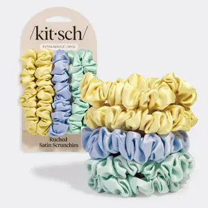 Coastal Cottage Multi-color Ruched Satin Scrunchies
