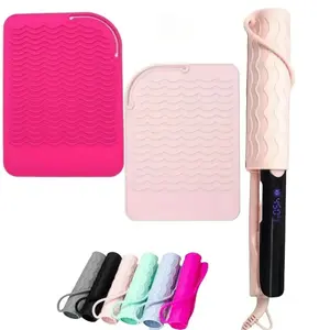 2pc high-temperature heat-resistant travel mats, foldable silicone mats for curling irons, straighteners, and other styling tools, perfect for travel and business trips.