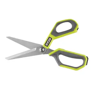 NEW Heavy-Duty Straight Scissors with Metal Core and Built-In Tape Breaker Tool RYOBI