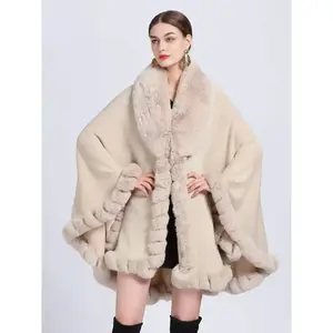 Women's elegant faux fur shawl, perfect for air-conditioned rooms, warm and comfortable, suitable for families and gatherings, fashionable in autumn and winter, soft and warm shawlRAIMENTRY