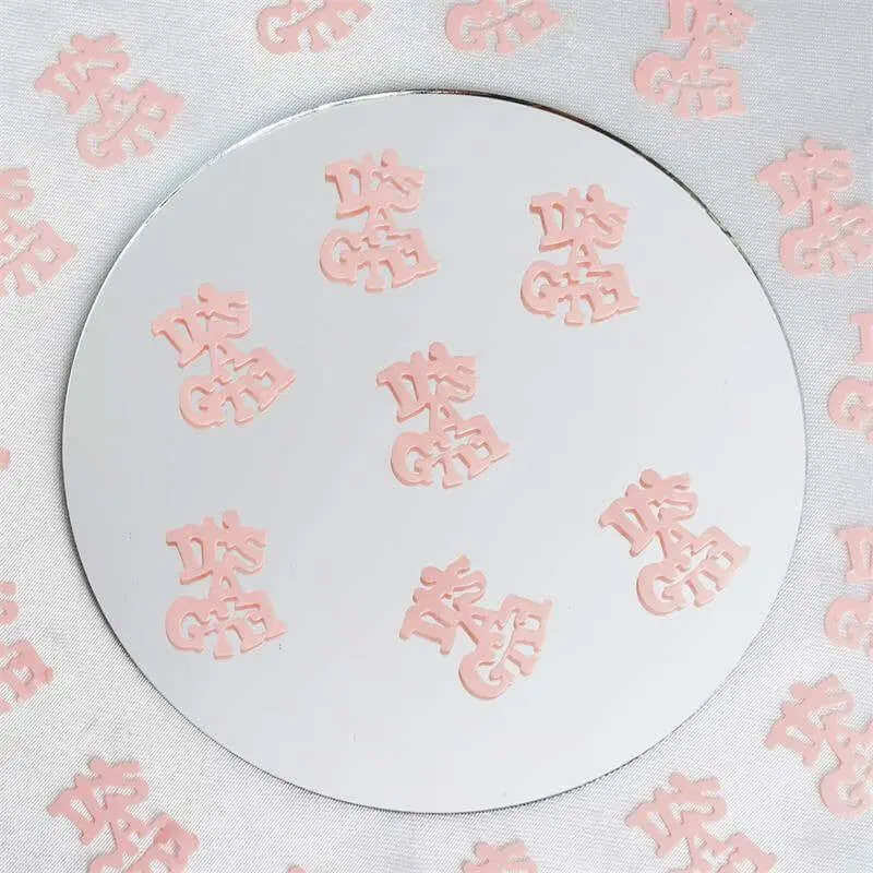 300 Pcs Pink Metallic Foil Baby Shower Table Confetti, Party Sprinkles - Cute and Festive Design