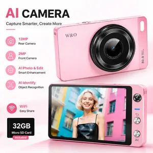 2026 AI Digital Camera, 13MP Rear & 2MP Front Lens, 3.94” Touch Screen WiFi Vlogging Camera, Auto Focus Point & Shoot, AI Object Recognition, Beauty Mode, Smart Photo Editing, 32GB Included, for Beginners & Kids