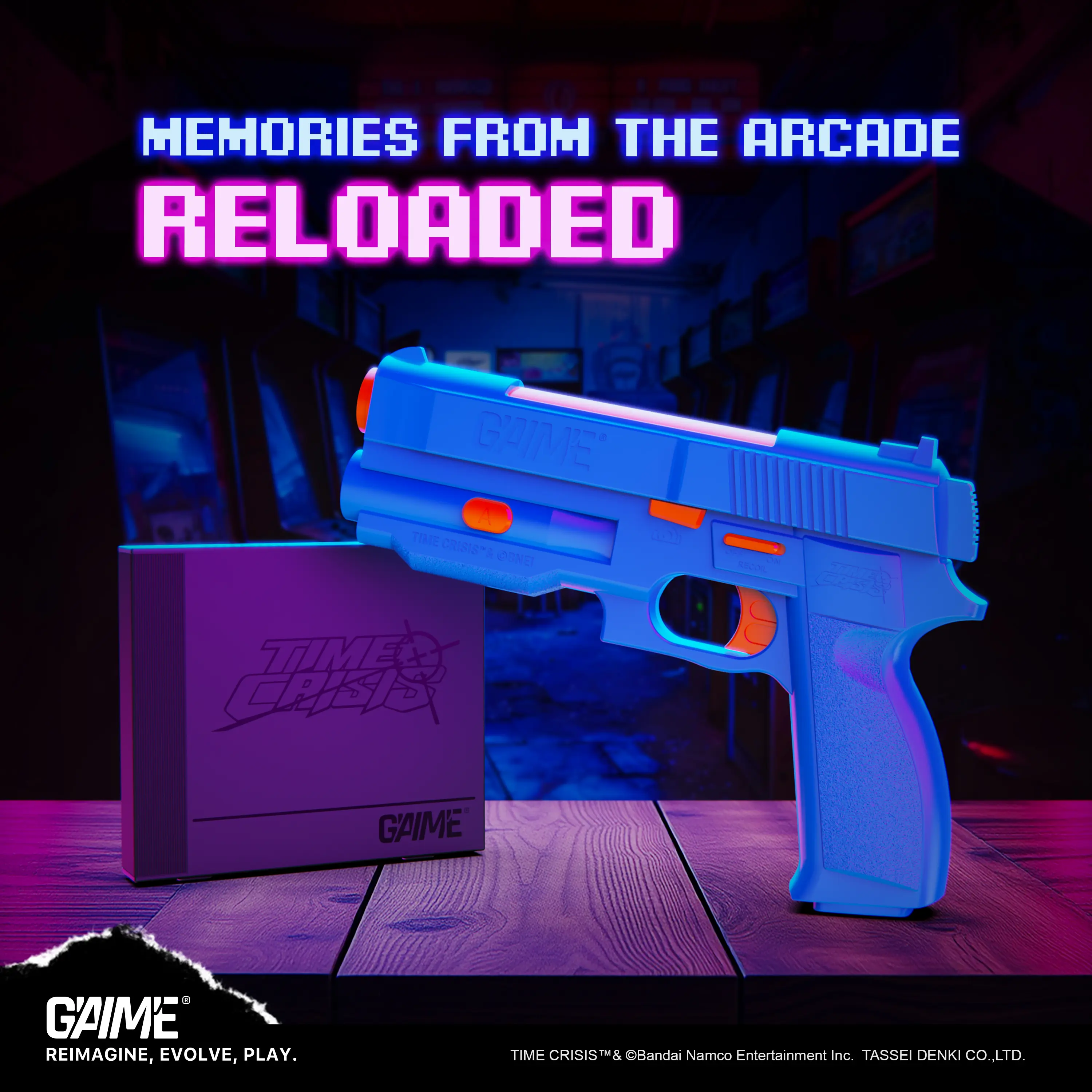 GAIME AI Steel Light Gun System - Officially Licensed Classic Arcade Games, Plug & Play Retro TV Setup, AI Vision Tracking Wireless Controller, Gaim’e System, Retro Gamers Home Arcade Play, Classic Feel, Ideal 4th April/Birthday Gift