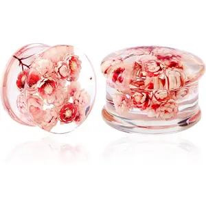 2 count Flower Ear Gauges 2g to 1''  Real Flower  Plugs