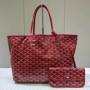 Pre-owned Goyard CANVAS Shoulder Bags Goyardine Saint Louis PM Red 80235649