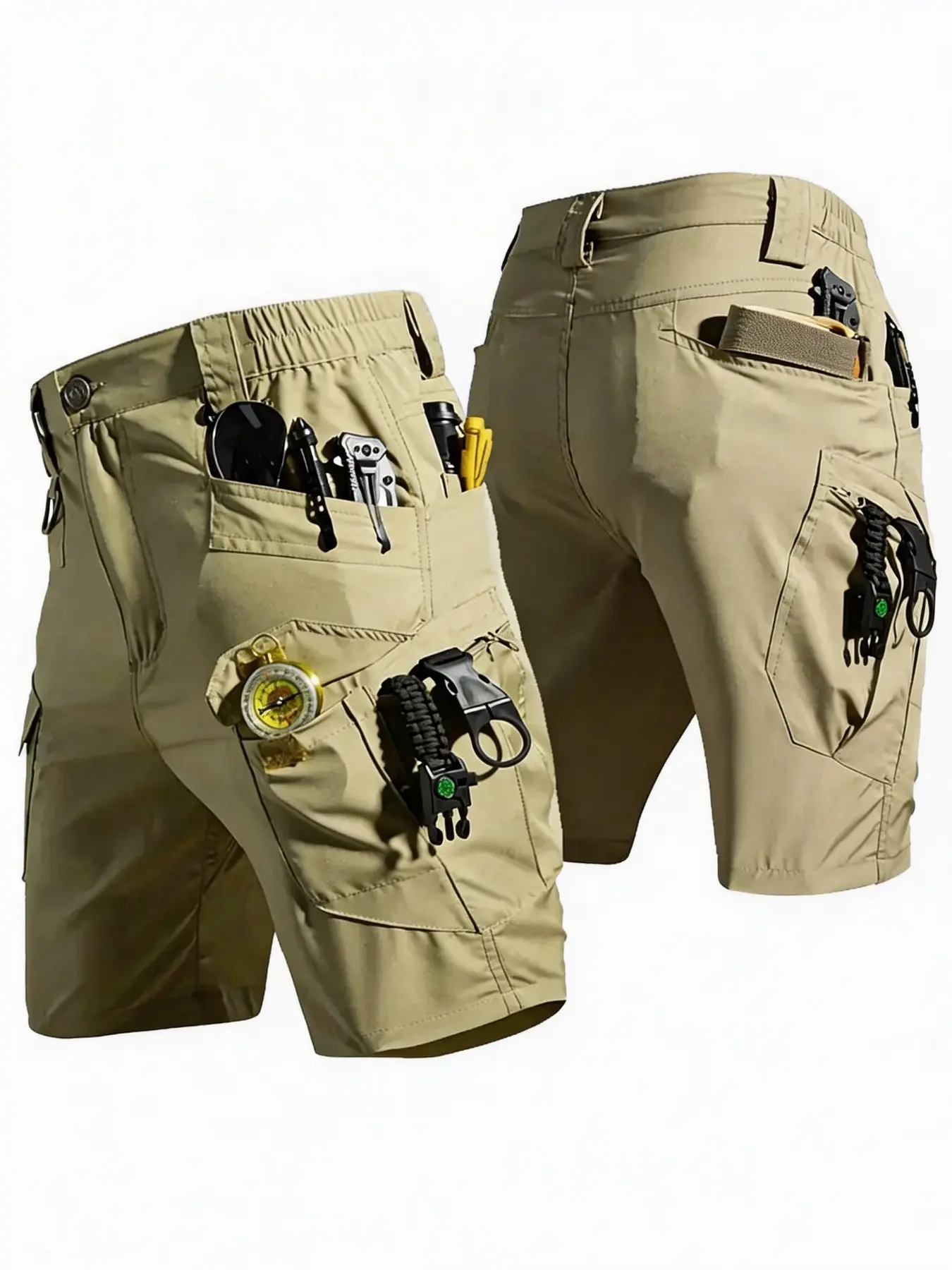 Men's tactical work shorts, men's summer sports quick-dry shorts, Athletic Shorts, Shorts with pockets, made from durable fabric, multi-pocket design, solid colour style, suitable for summer outdoor activities and everyday wear