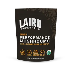 Laird Superfood Organic Performance Mushrooms Chaga, Lion's Mane, Maitake, Cordyceps - 45g Dietary Supplement for Health and Wellness