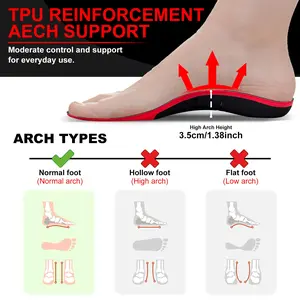 High Arch Support Inserts for Men Women, Pain Relief Orthotic Flat Feet Work Boot Running Athletic Insole for Standing All Day
