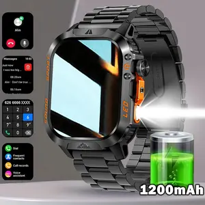 2026 New Men's Sport Smartwatch Device, 2.01-in Screen, 1200mAh Battery, Bluetooth, LED Flashlight, Mobile Sync, IP68 Waterproof Resistance, 100+ Sports Modes (Running, Music Control), Android & iOS Compatible, Charging, Voice Recording, Calorie Tracker