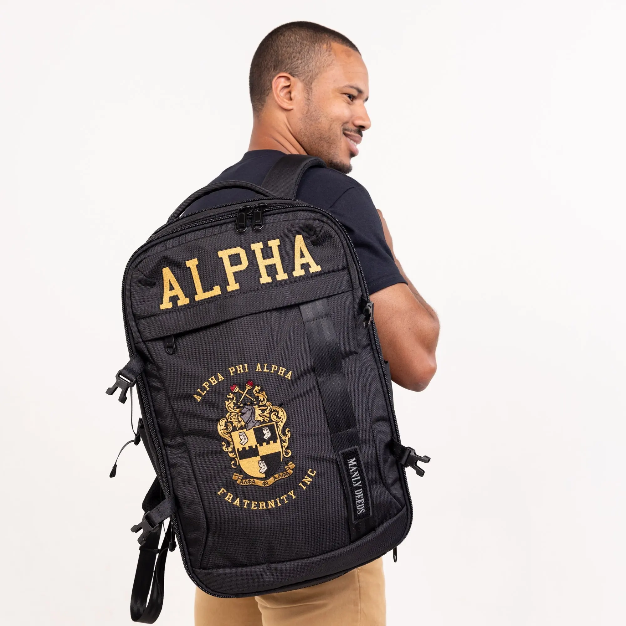 Alpha Phi Alpha Embroidered Black and Gold Backpack Alpha Phi Alpha Embroidered Black and Gold Backpack