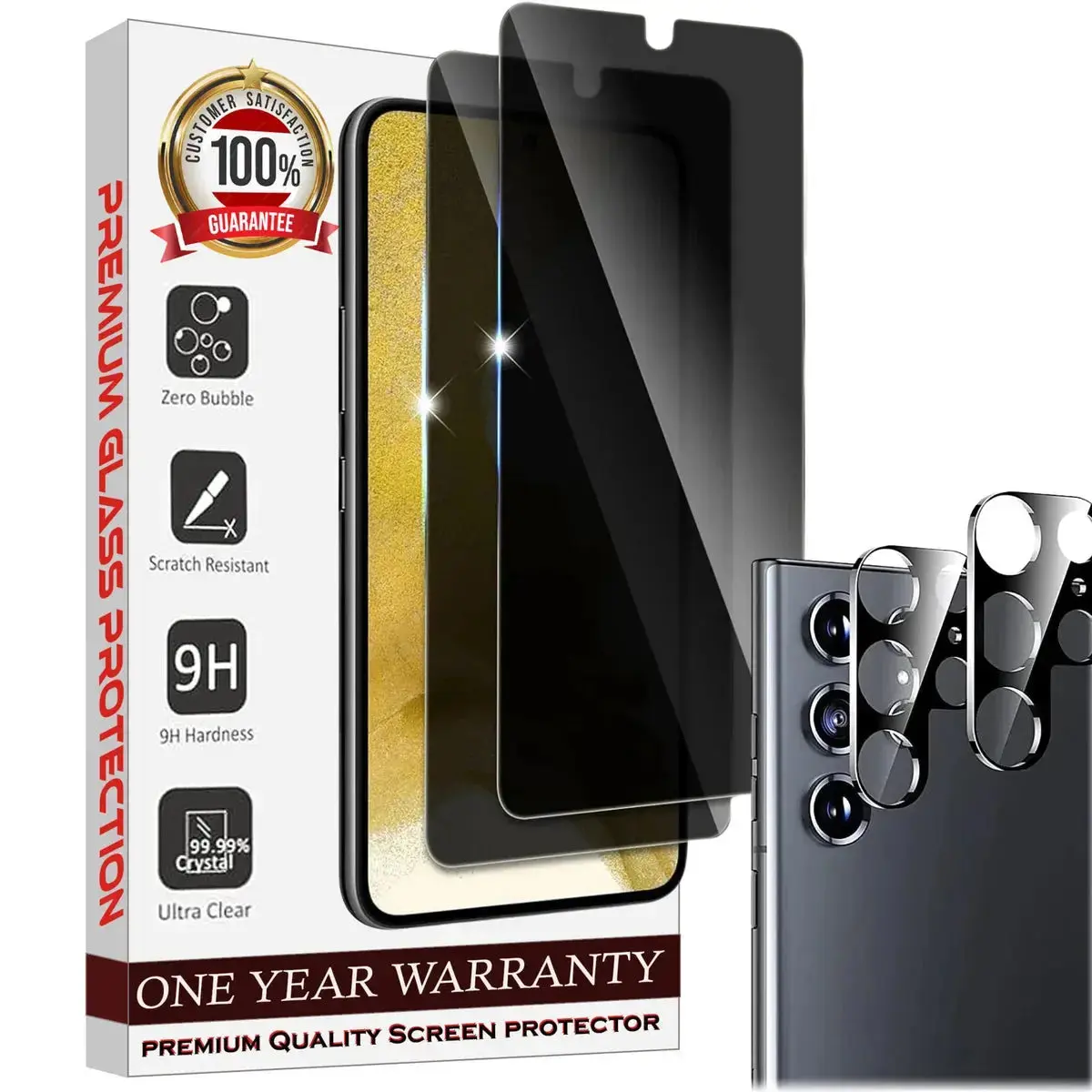 Entronix Anti-Spy Privacy Screen Protector & Camera Lens Protector Compatible with Galaxy S25 Ultra - 4 Piece Combo Protection Tempered