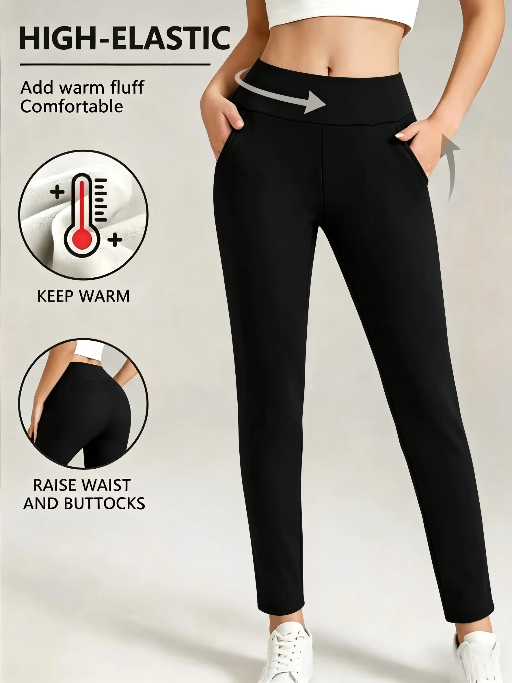 Women's Fleece Lined Leggings, High-Waist Full Length Thermal Tights, Comfortable Snug Fit for Sporty Chic Outdoor Yoga & Running, Warmer, Lady, Long Tights tiktokshopbacktoschool,back to school,back to school haul