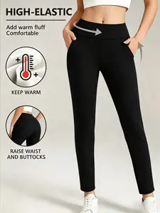 Women's High-Waist Thermal Thick Fleece Lined Tight Leggings - Stretchable Sporty Activewear for Winter Yoga, Running,summerwins Warm Athletic