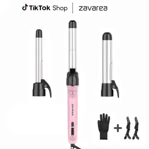 3 in 1 Auto Magnetic Rotating Curling Wands Automatic Rotating Hair Curling Iron Set with Interchangeable Ceramic Barrels (0.75", 1", 1.25") Instant Heat Up Hair Curler Adjustable Temp, MothersDayGift