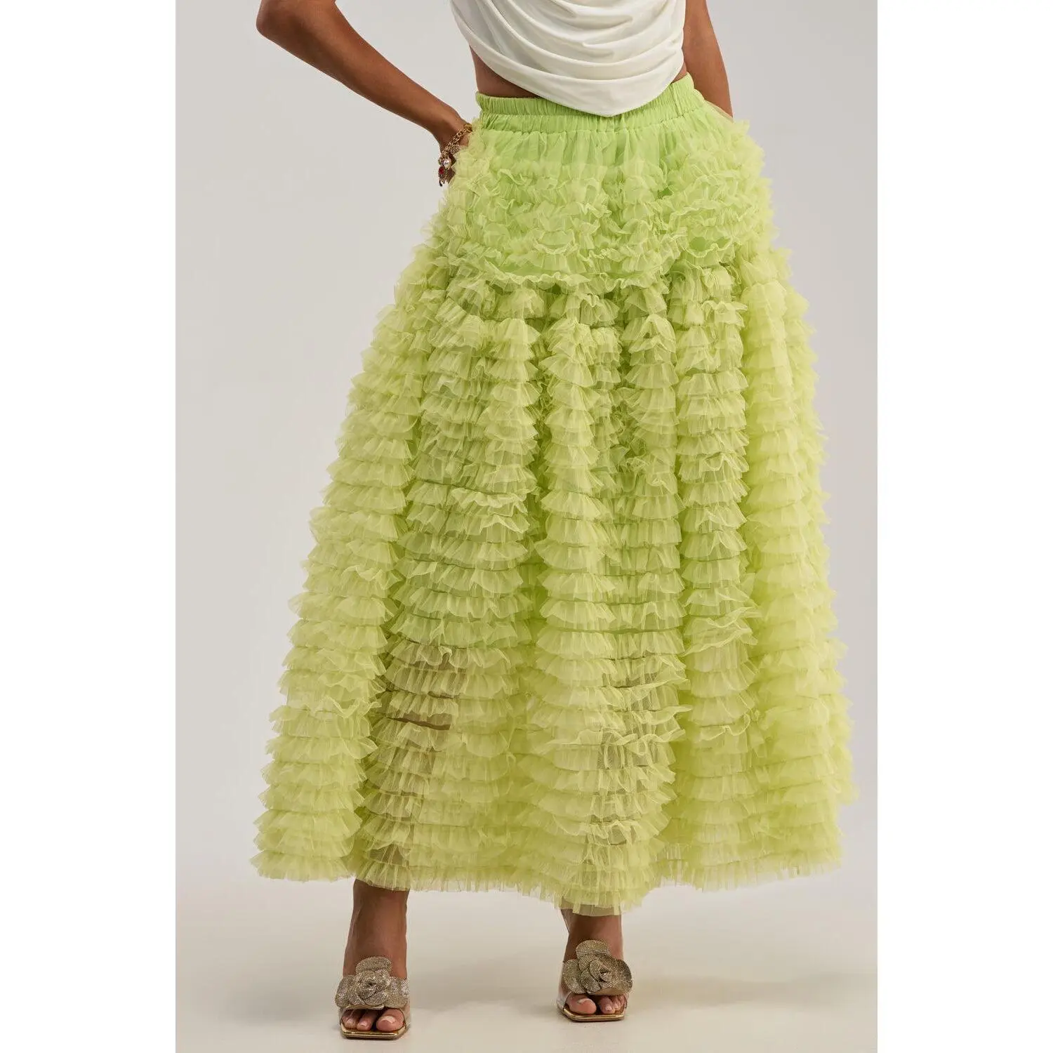 LOVE THE DRAMA MESH MAXI SKIRT LOVE THE DRAMA MESH MAXI SKIRT