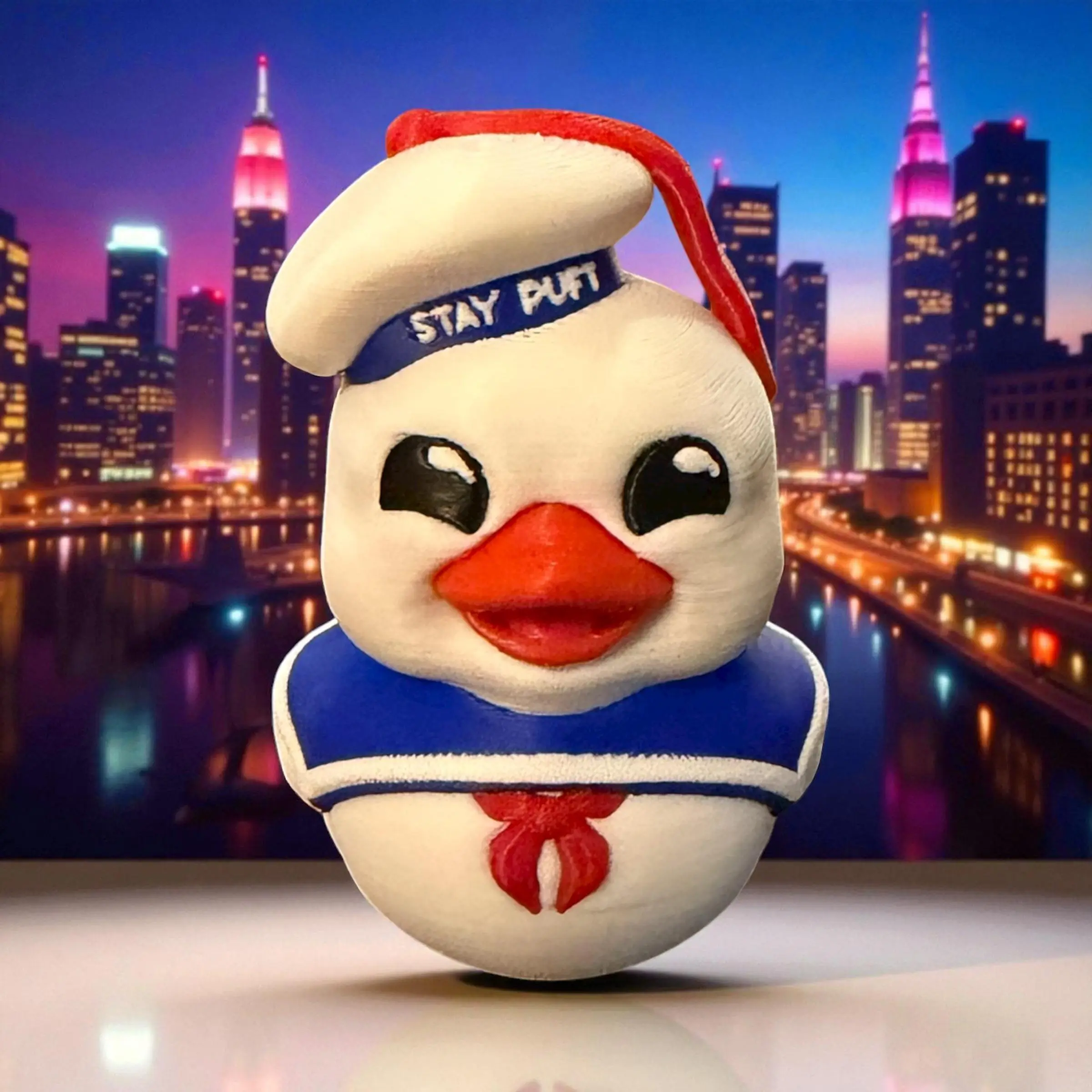 Puft Marshmellow Duck Collectible Plastic Figurine for Car Dashboards