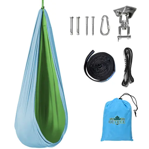 OUTREE Sensory Swing for 3+ Years Old Kids and Adults with AUT and ADHD - Double Layer and 360° Swivel Hanger, Portable Fun, Summer Turn Up & Father's Day Deal