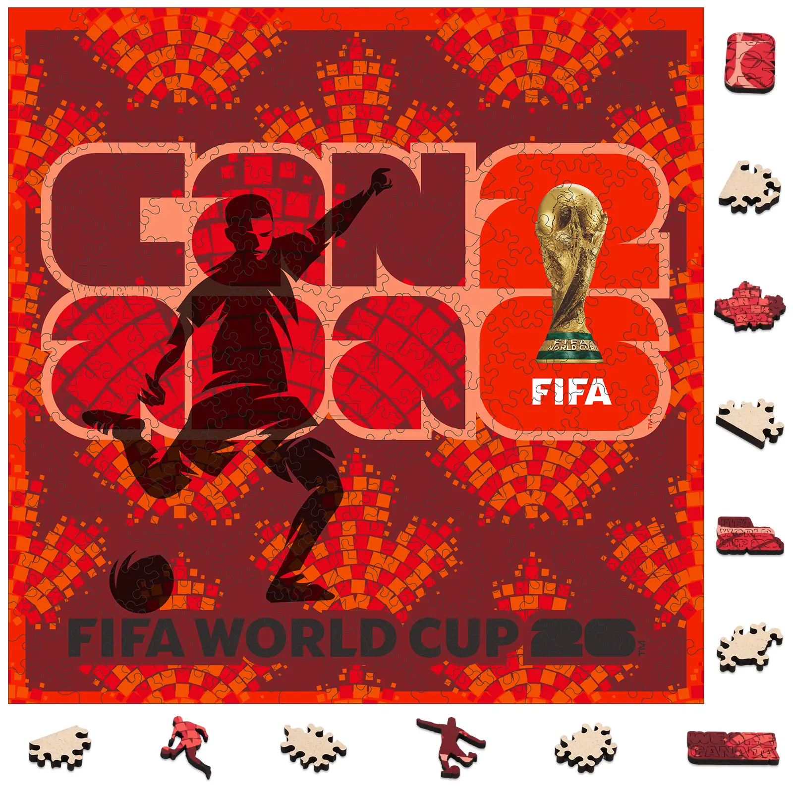 FIFA World Cup 2026 Host Country Poster Canada Jigsaw Puzzle, Officially Licensed, 200 Laser-Cut Pieces,5MM Thick, Soccer Fan Gift, Puzzle Art, Modern Home Decor, Irregular