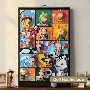 Acrylic Doll Figures Display Frame Compatible with LABUBU Pirates Series, 3D Anime Background Blind Box Display Stand, Wall-Mounted Doll Storage Case Perfect for Collectibles & Home Decor, Versatile Wall Art & Desktop Organiser (Doll Not Included)