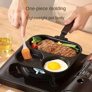 [Non-Stick Breakfast Pot] 3-in-1 Non-Stick Cast Iron Breakfast Pot, Versatile Fried Eggs, Steaks, and Flat Fried Pan for Home Cooking, Perfect for Sausages, Eggs, and More, Sausage Cooking Tools, Modern Kitchen Utensils, Durable Cooking Tools