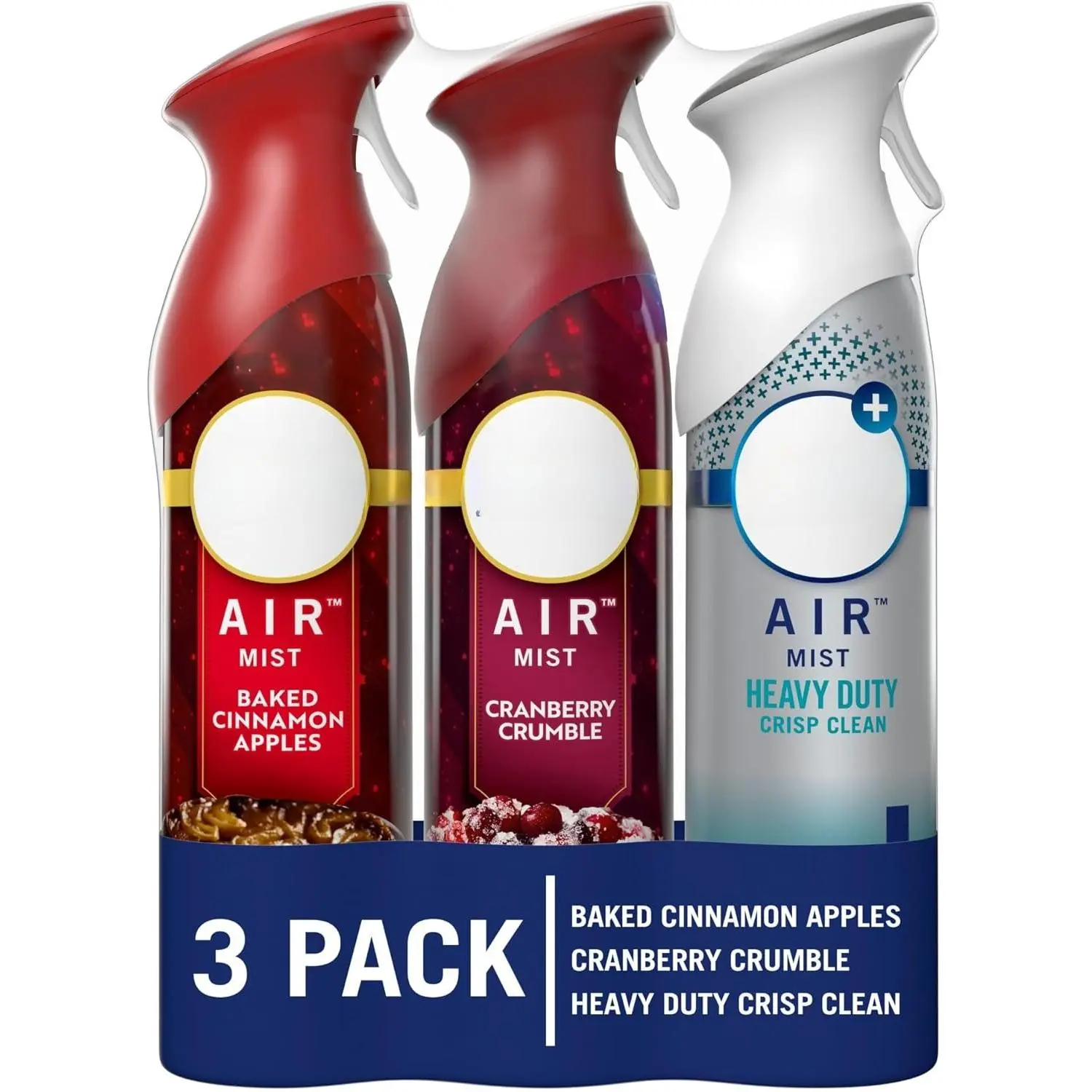 Air Effects Odor-Fighting Air Freshener Apple Cider, Cranberry Tart, Heavy Duty Crisp Clean, 8.8 oz. Aerosol Can, Pack of 3