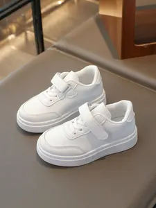 Fashionable Solid Color Velcro Sneakers, Casual Comfortable Sports Running for Boys & Girls, All-match Round Toe Trainers for Daily Wear, Kids Shoes