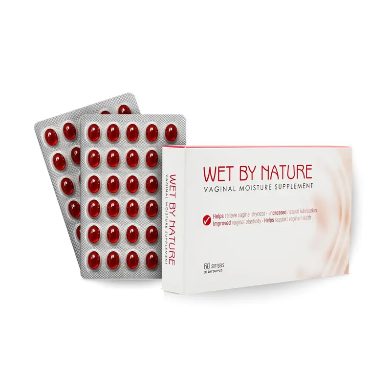Wet By Nature Soft Gels by VagyRejuvenation - Estrogen-Free, Allergen-Free Vitamin-Infused Dietary Supplement for Adults (Gluten, Dairy Excluded) Supports Mental Clarity & Night Sweat Relief Healthcare Aid